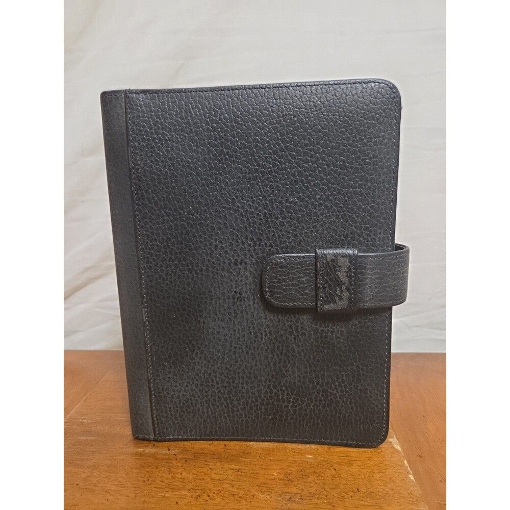 Day-Timer Black Faux Leather 9x7 Personal Planner 7-Ring Binder Organizer Folio